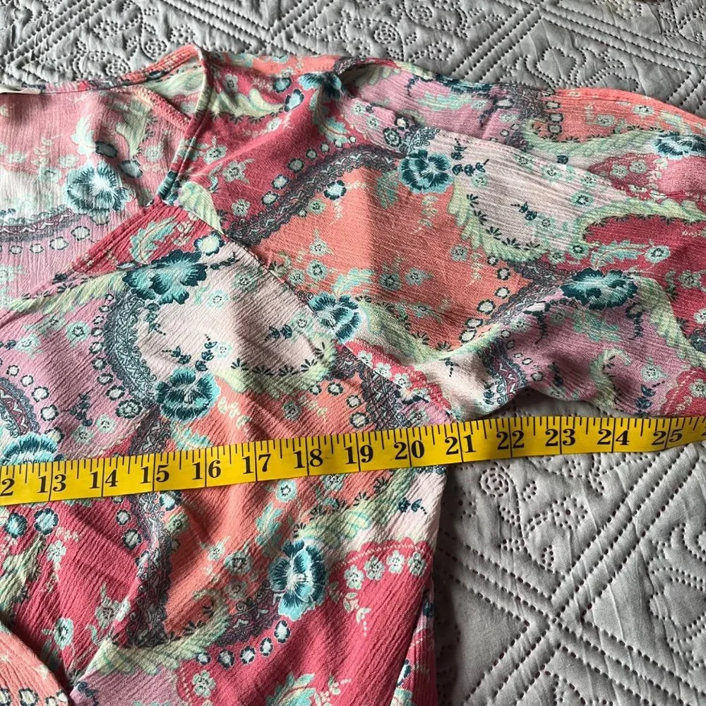 Maven‎ Womens Wrap Floral Cold Shoulder Blouse Top Size Small